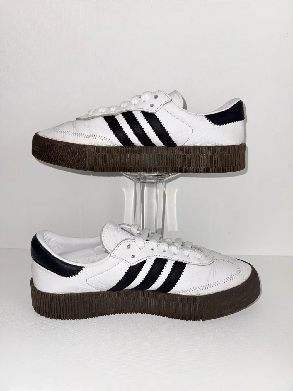 ADIDAS SAMBAROSE /White, Black & Brown Low-Profile Sneakers